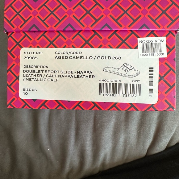 Tory Burch Double Sport Slide Aged Comello/ Gold EUC - Picture 4 of 11